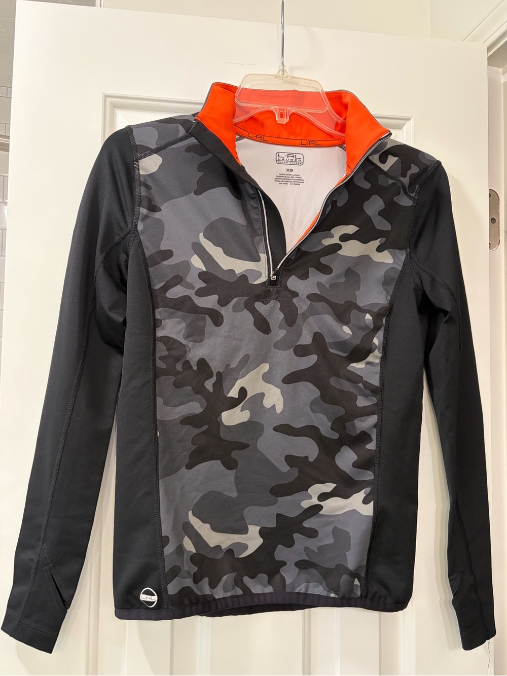 Lauren Ralph Lauren - Athletic Camo Quarter-Zip Pullover with Orange Collar